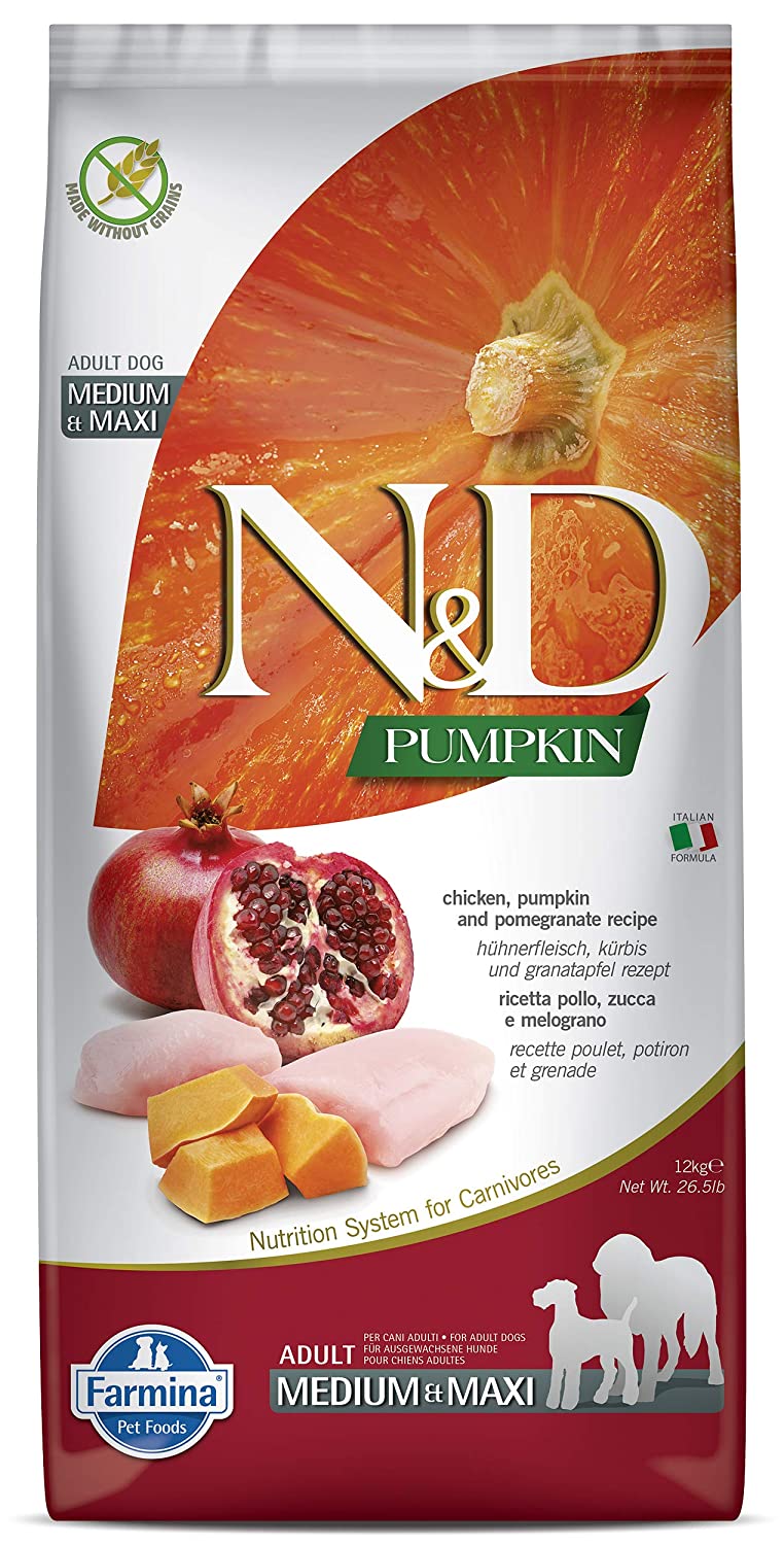 Farmina N&D Pumpkin Chicken Pumpkin And Pomegranate Grain Free Medium And Maxi Adult Dog Dry Food