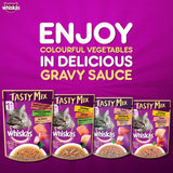 Whiskas Tasty Mix With Seafood Cocktail & Wakame Seaweed In Gravy Pouch 70 G (Pack Of 28) - Ecom Pack