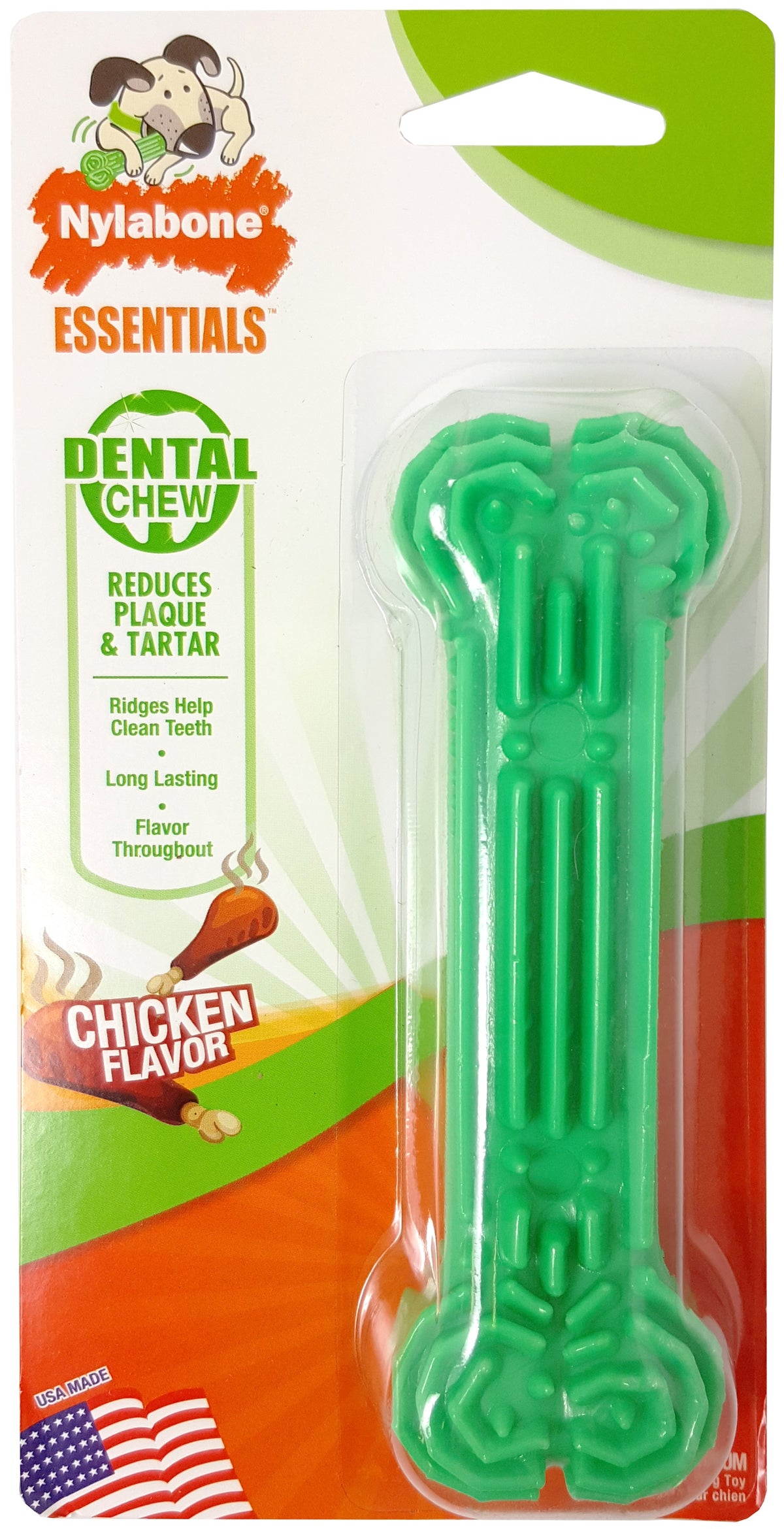 Nylabone Dental Plus Power Chew Help Reduce Plaque Tartar Bone - Chicken Flavor
