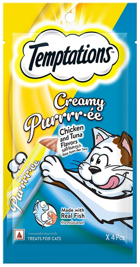 Temptations Creamy Purrr.Ee Chicken & Tuna Flavour Cat Treats
