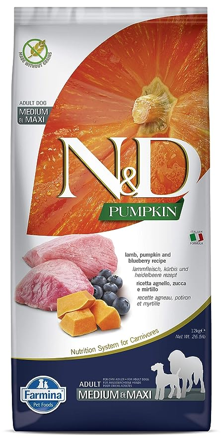 Farmina N&D Pumpkin Lamb Pumpkin And Blueberry Grain Free Medium And Maxi Adult Dog Dry Food
