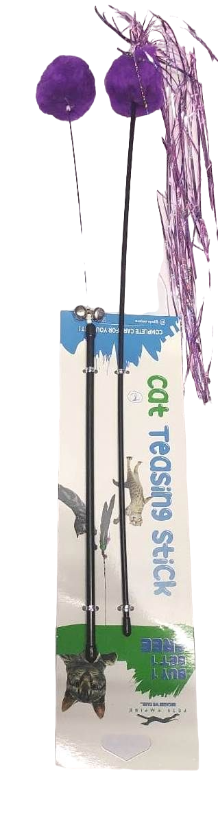 Pets Empire Cat Dual Stick  Ball & Feather Purple & Blue