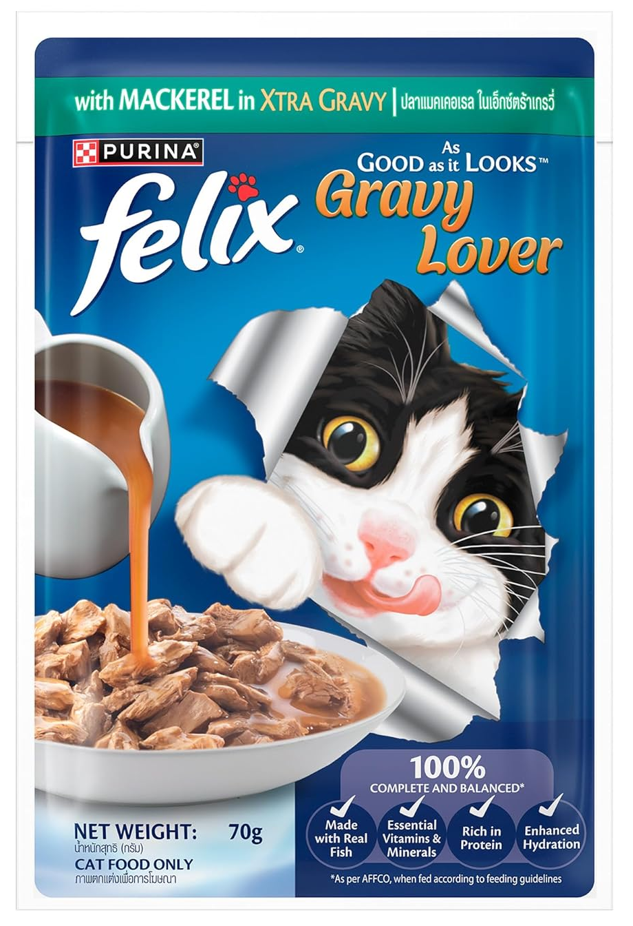 Felix Gravy Lover Mackerel Chunks Adult Complete And Balanced Cat Wet Food