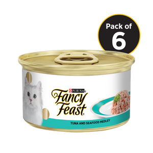 Fancy Feast Tuna & Seafood Medley Tin Pack Of 5 + 1 Free Tin - 510 G