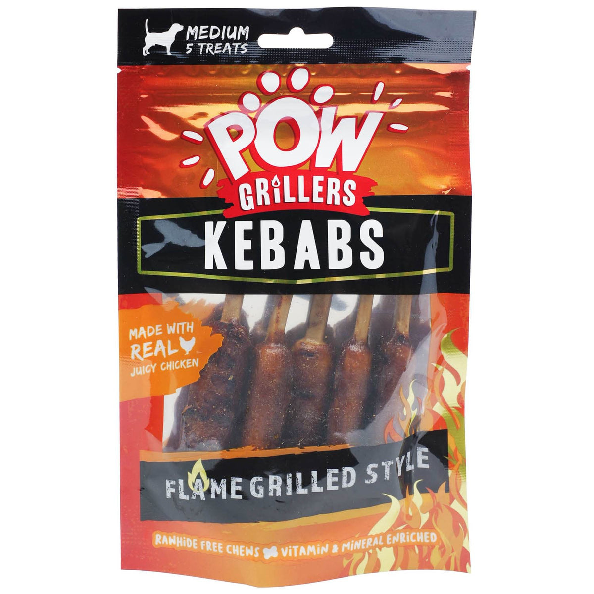 Imaginelees POW : Grillers Kebab Dog Treats – Flame-Grilled Chicken (Chewy)