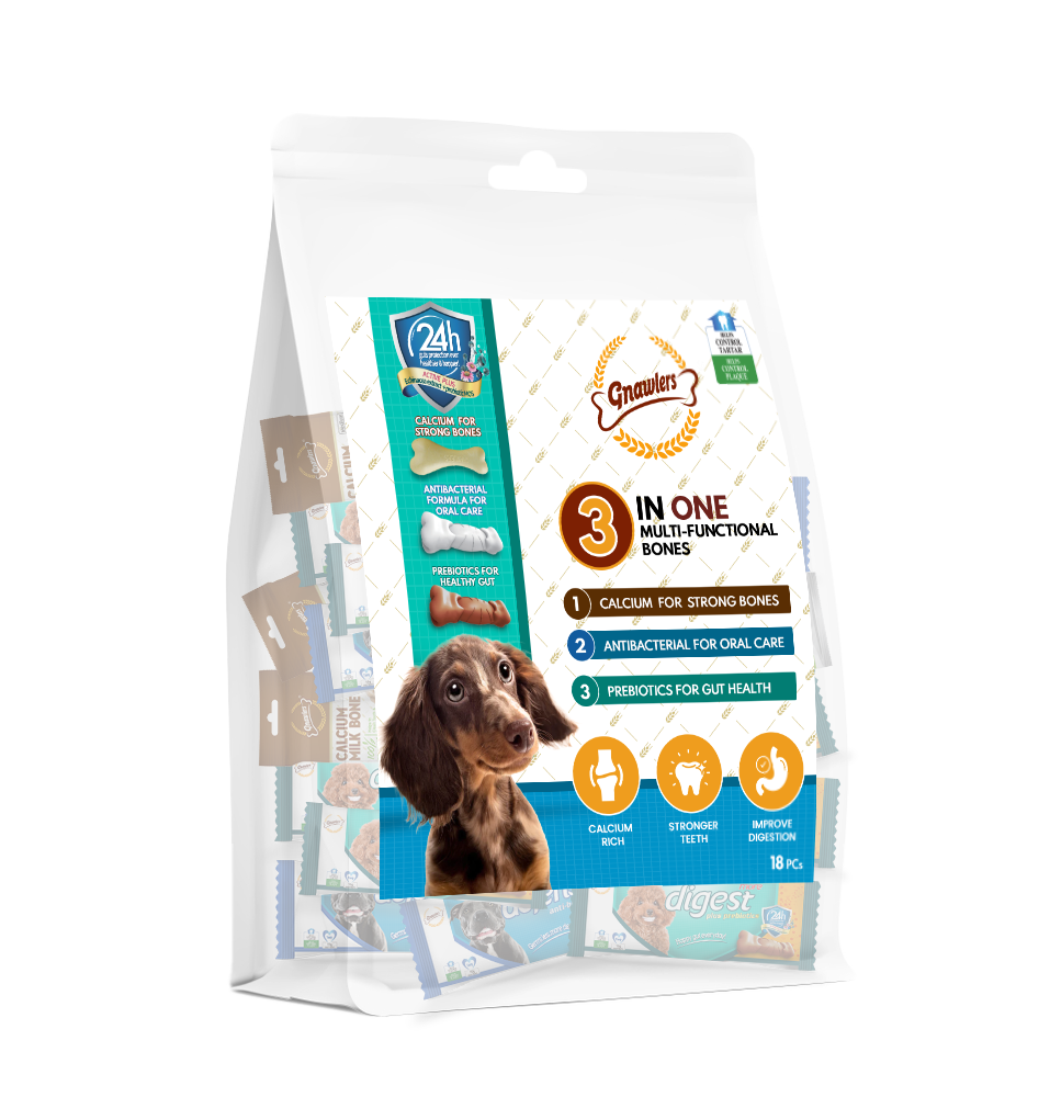 Gnawlers 3 In 1 Multi-Functional Bone Dog Treat