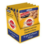 Pedigree Chicken & Liver Chunks Flavour In Gravy - Adult (5 Pouch x 70 Gms) - New Offer