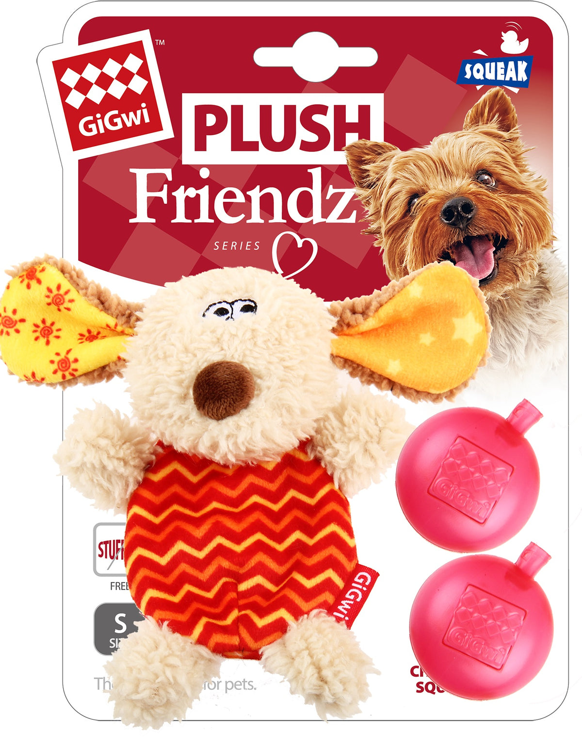 GiGwi Plush Friendz With Refillable Squeaker Dog Toy
