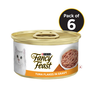 Fancy Feast Tuna Flakes In Gravy Tin Pack Of 5 + 1 Free Tin - 510 G