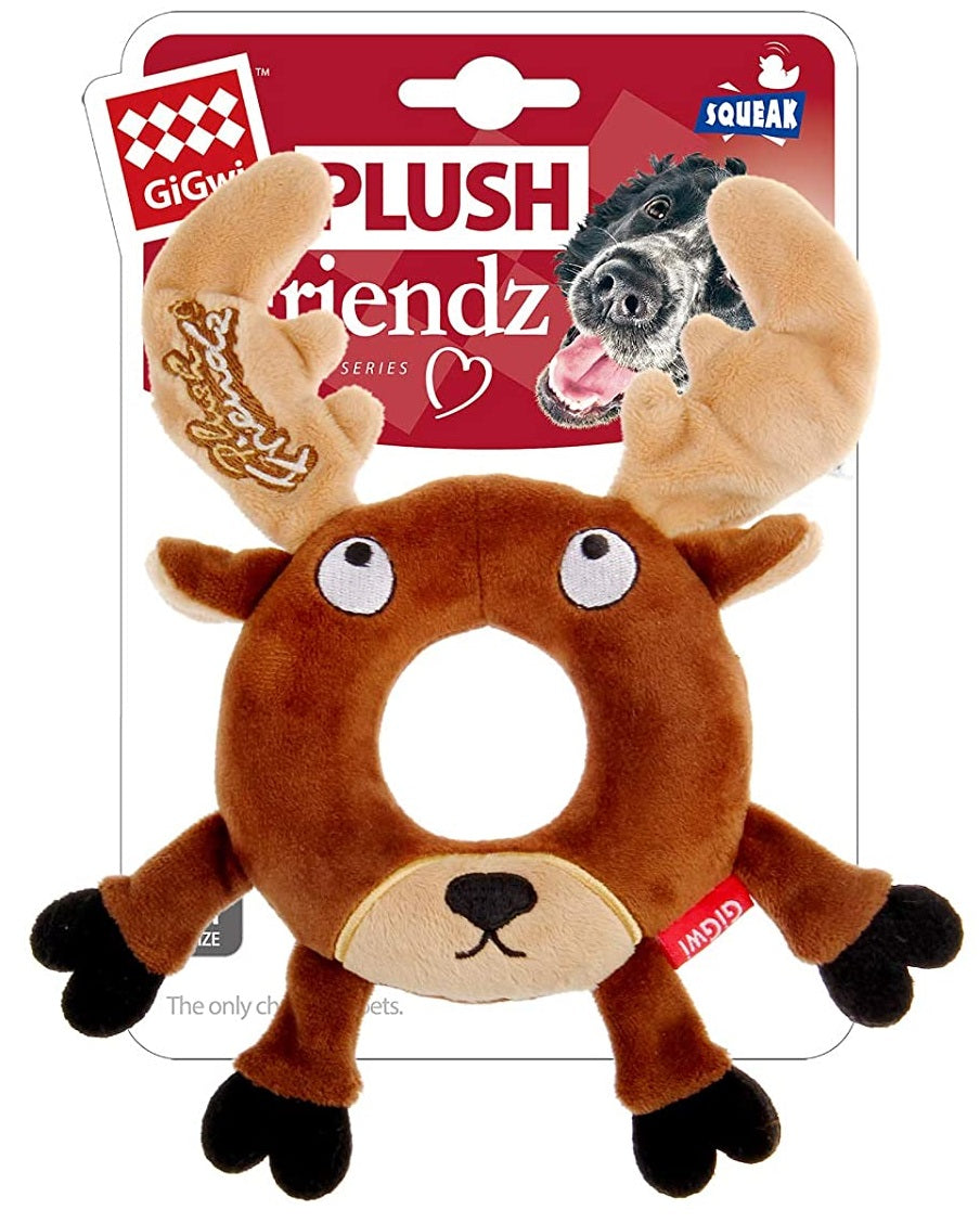 Gigwi Deer Plush Friendz With Foam Rubber Ring and Squeaker