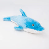Zippy Paws Jigglerz Tough Stuffing Squeaky Plush Dog Toy - Dolphin