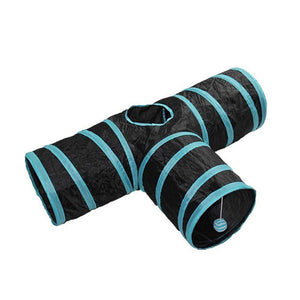 Nunbell T-Shape 3-Way Cat Play Tunnel with Peephole & Dangling Ball
