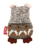 Gigwi Owl Plush Friendz With Refillable Squeaker Dog Toy - Grey/Brown