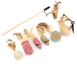 Holy Paws Single Cat Wand Toy With Assorted Toy Designs
