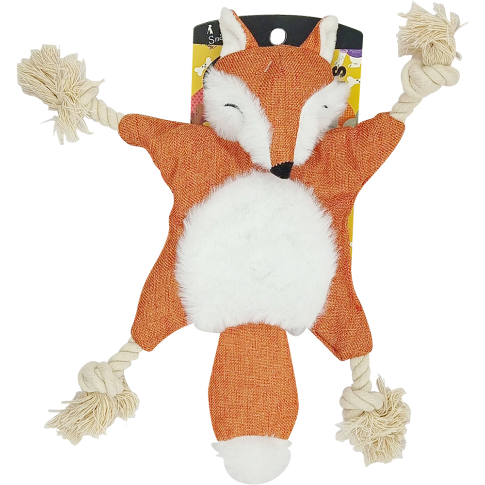 Smarty Pet Plush Chew Flat Cracking Toy With Rope Knots