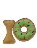 Pup-Arazzi Leather Donut + Bone For Dog Toy