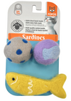 Fofos Sardine Wool Toy For Cats - 2 Balls & 1 Fish