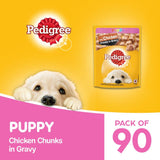 Pedigree Puppy With Chicken Chunks In Gravy Pouch 70 G (Pack Of 90) - Ecom Pack