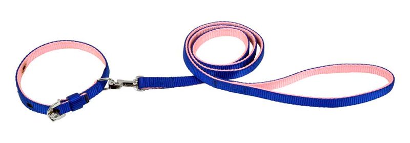 Kennel Soft Nylon Two Color Collar and Leash Set (3/4")