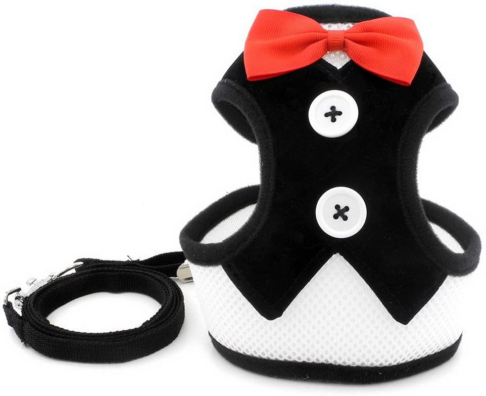 Whoof Whoof Bow Tie Tuxedo Harness With Leash