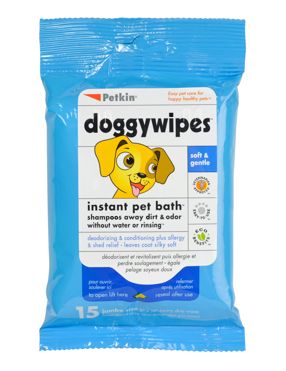 Petkin Instant Pet Bath Doggy Wipes