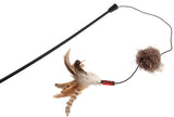 Gigwi Catwand Feather Teaser with Natural Feather Plush Ball and TPR Handle