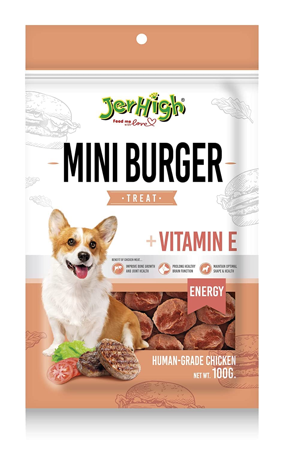 JerHigh : Mini Burger Dog Treat with Vitamin E