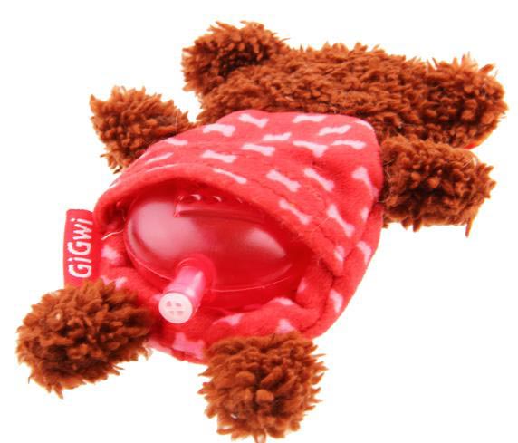 Gigwi Plush Friendz Squeaky Square Bear Dog Toy