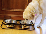 Pets Empire Bone Shape Metal Double Diner Bowl For Dogs