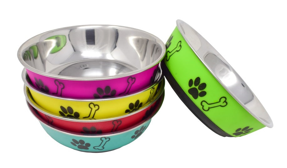 Smarty Pet Plastic Cover Steel Bowl (Large)