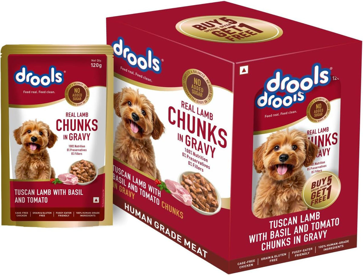 Drools Tuscan Lamb With Basil & Tomato Chunks In Gravy Pouch Buy 5 Get 1 Free