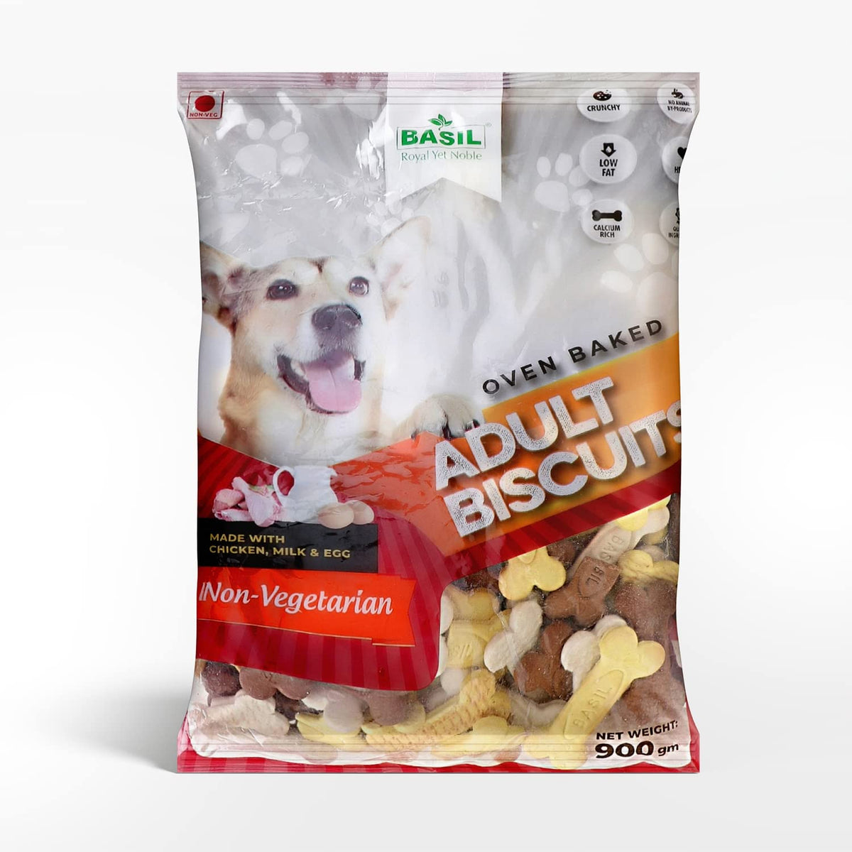 Basil Bone Shaped Adult  Non-Veg Dog Biscuits