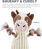 Outward Hound Ranch Roperz Cow Plush Squeaky Dog Toy - White