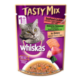 Whiskas Tasty Mix With Seafood Cocktail & Wakame Seaweed In Gravy Pouch 70 G (Pack Of 12) - Ecom Pack