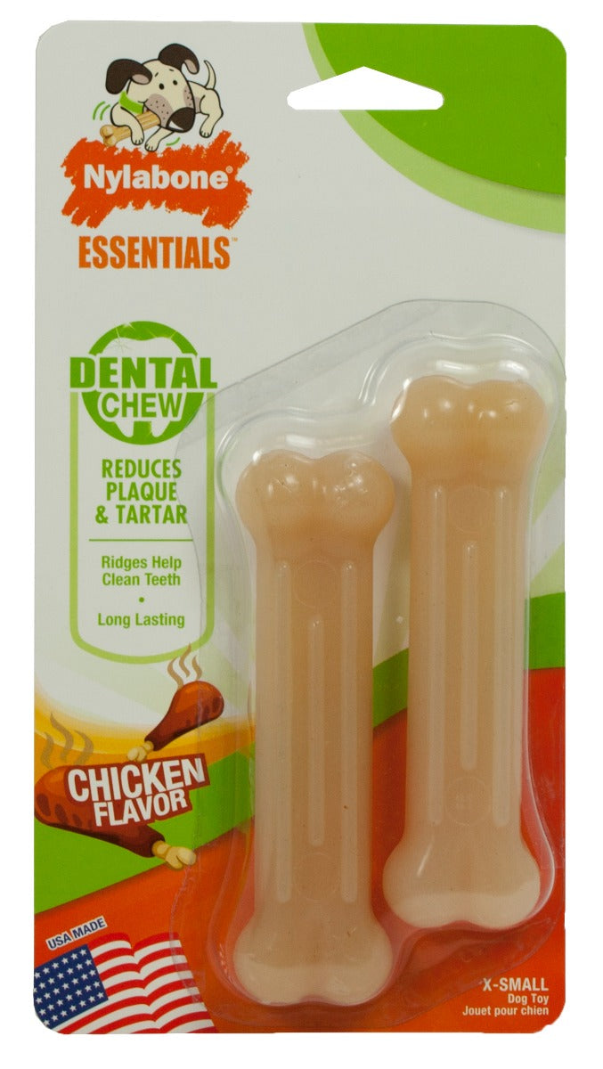 Nylabone Essentials Daily Dental Durable Chew Twin Pack - Chicken Flavor