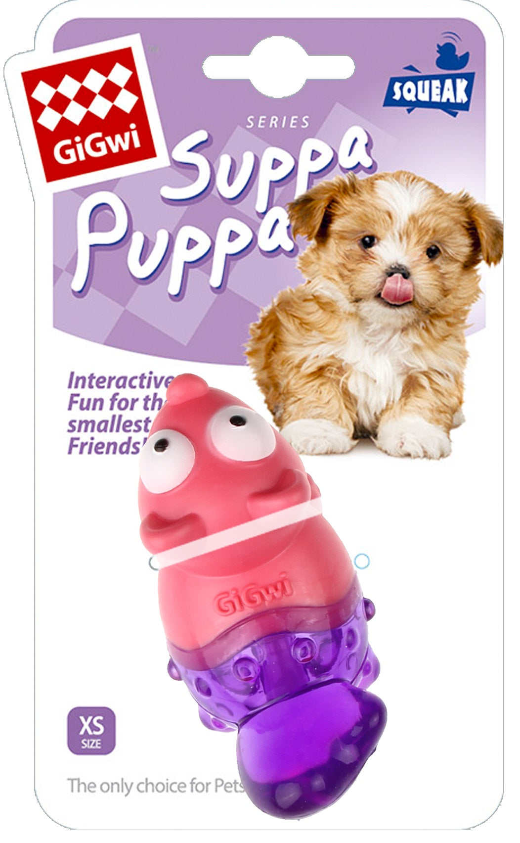 Gigwi Suppa Puppa Squeak Fox Shape Toy - Pink/Purple