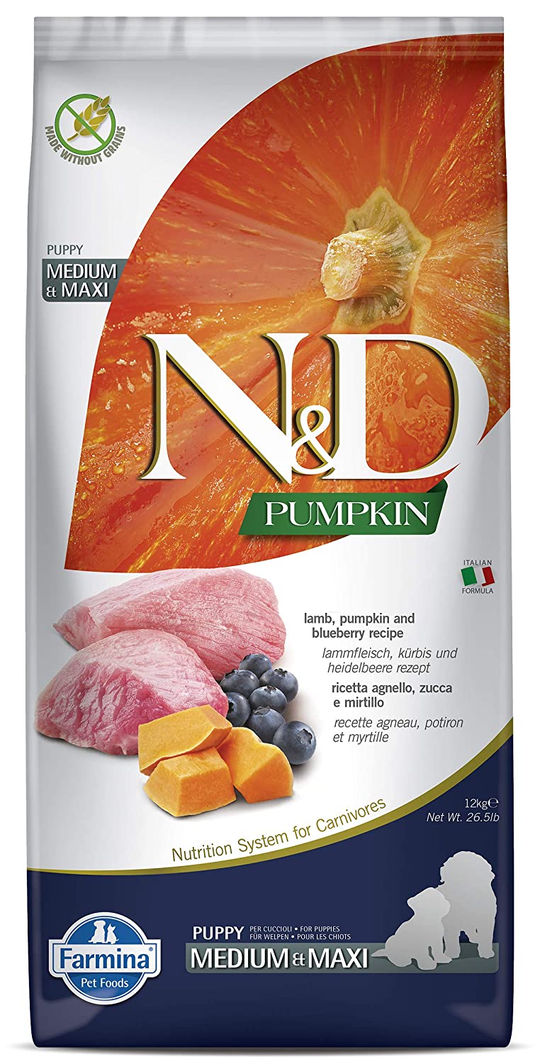 Farmina N&D Pumpkin Lamb Pumpkin And Blueberry Grain Free Medium And Maxi Puppy Dry Food