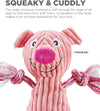 Outward Hound Ranch Roperz Pig Plush Squeaky Dog Toy - Pink