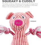Outward Hound Ranch Roperz Pig Plush Squeaky Dog Toy - Pink