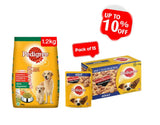 Pedigree Adult Vegetarian 1.2 Kg + Pedigree Adult Chicken & Liver Chunk In Gravy Pouch 70 G (Pack Of 15) - Ecom Pack Combo