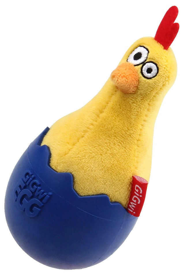 Gigwi Egg Wobble Fun Brown Duck Plush/TPR Dog Toy - Yellow