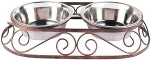 Pets Empire Round Metal Double Diner Bowl For Dogs