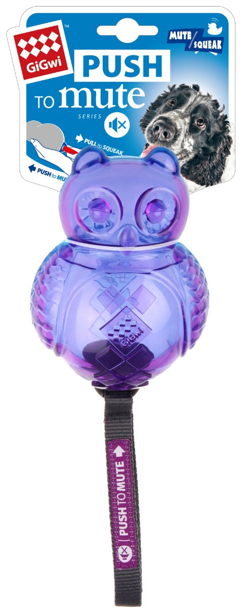 Gigwi Push To Mute Owl Transparent Dog Toy Purple/Blue