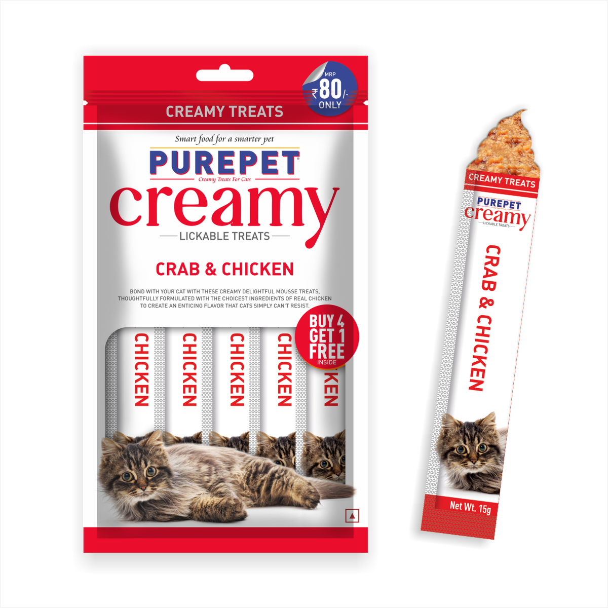 Purepet Creamy Crab & Chicken Lickable Cat Treat