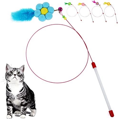 Pets Empire Funny Cat Teaser Wand & Colorful Feather Stick Cat Toy