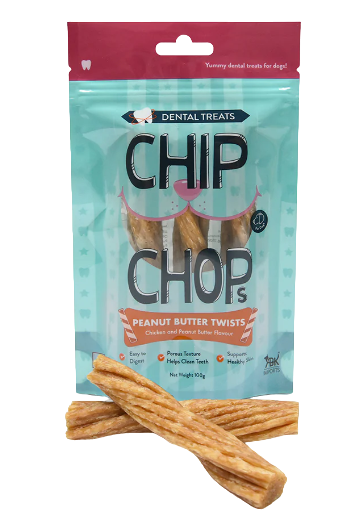 Chip Chops : Peanut Butter Twists Dog Treats – Chicken & Peanut Butter Flavour