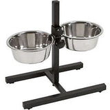 Kennel Steel Feeding Double Diner Bowl With Adjustable T-Stand