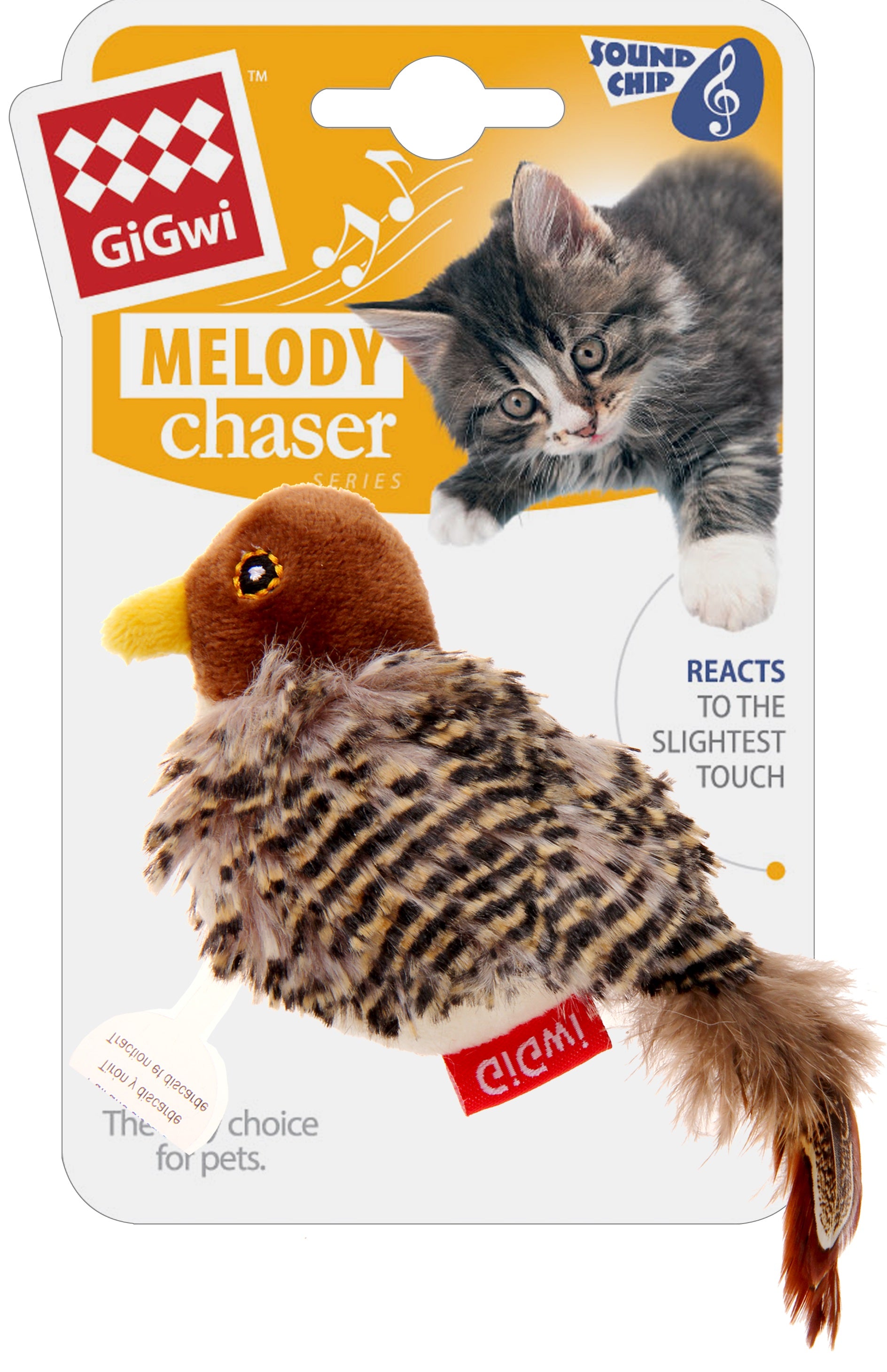 Gigwi Melody Chaser Motion Activated Bird Sound Chip Cat Toy