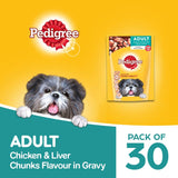 Pedigree Adult With Chicken & Liver Chunks In Gravy 70g Pouch - Pack of 30