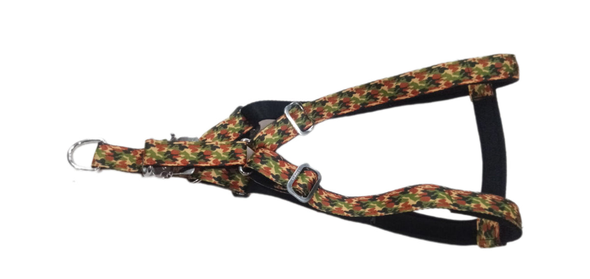 Kennel Camouflage Padded Nylon Printed M.S. Click Lock Adjustable Harness(1")
